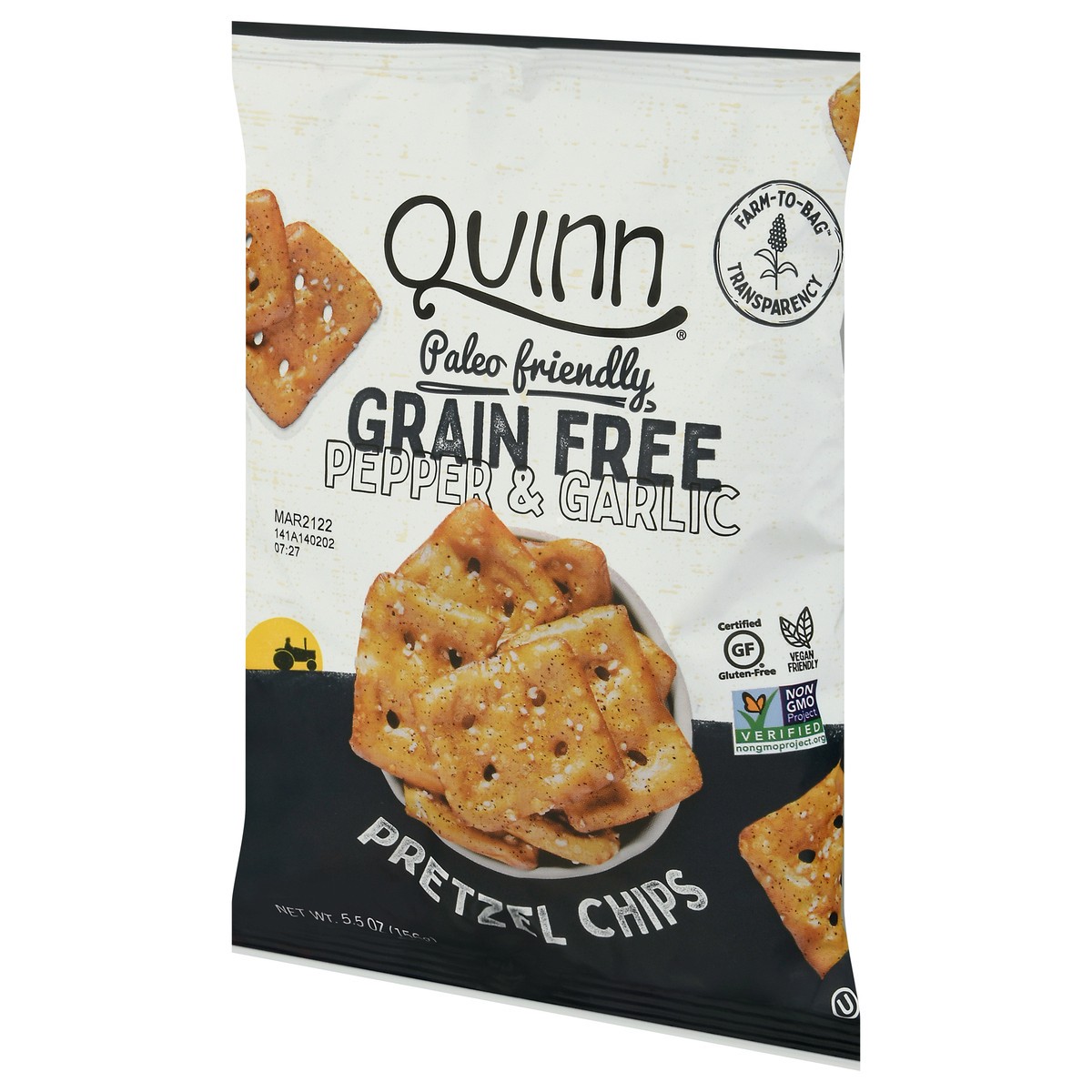 slide 5 of 12, Quinn Pepper & Garlic Grain Free Pretzel Chips 5.5 oz, 5.5 oz