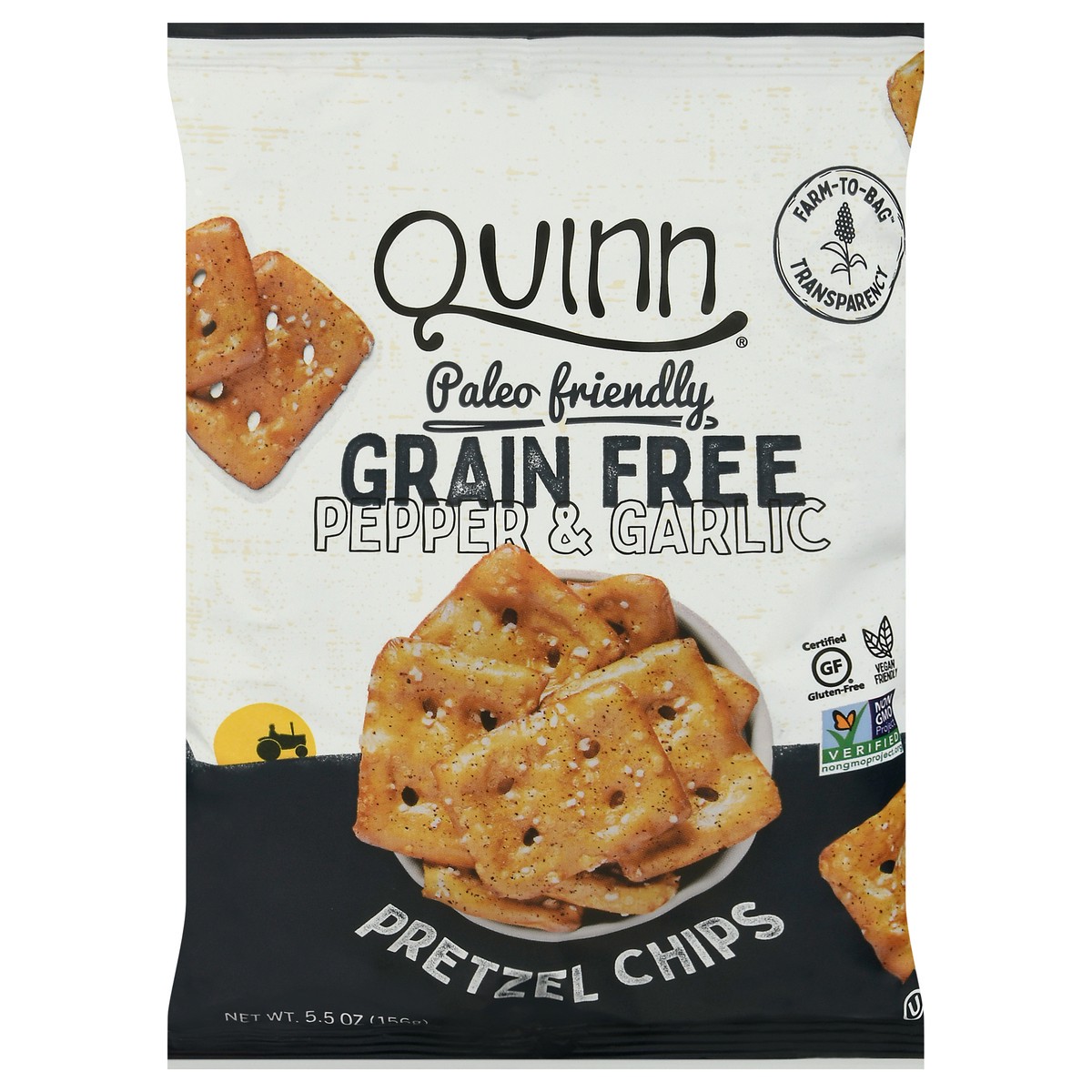 slide 8 of 12, Quinn Pepper & Garlic Grain Free Pretzel Chips 5.5 oz, 5.5 oz