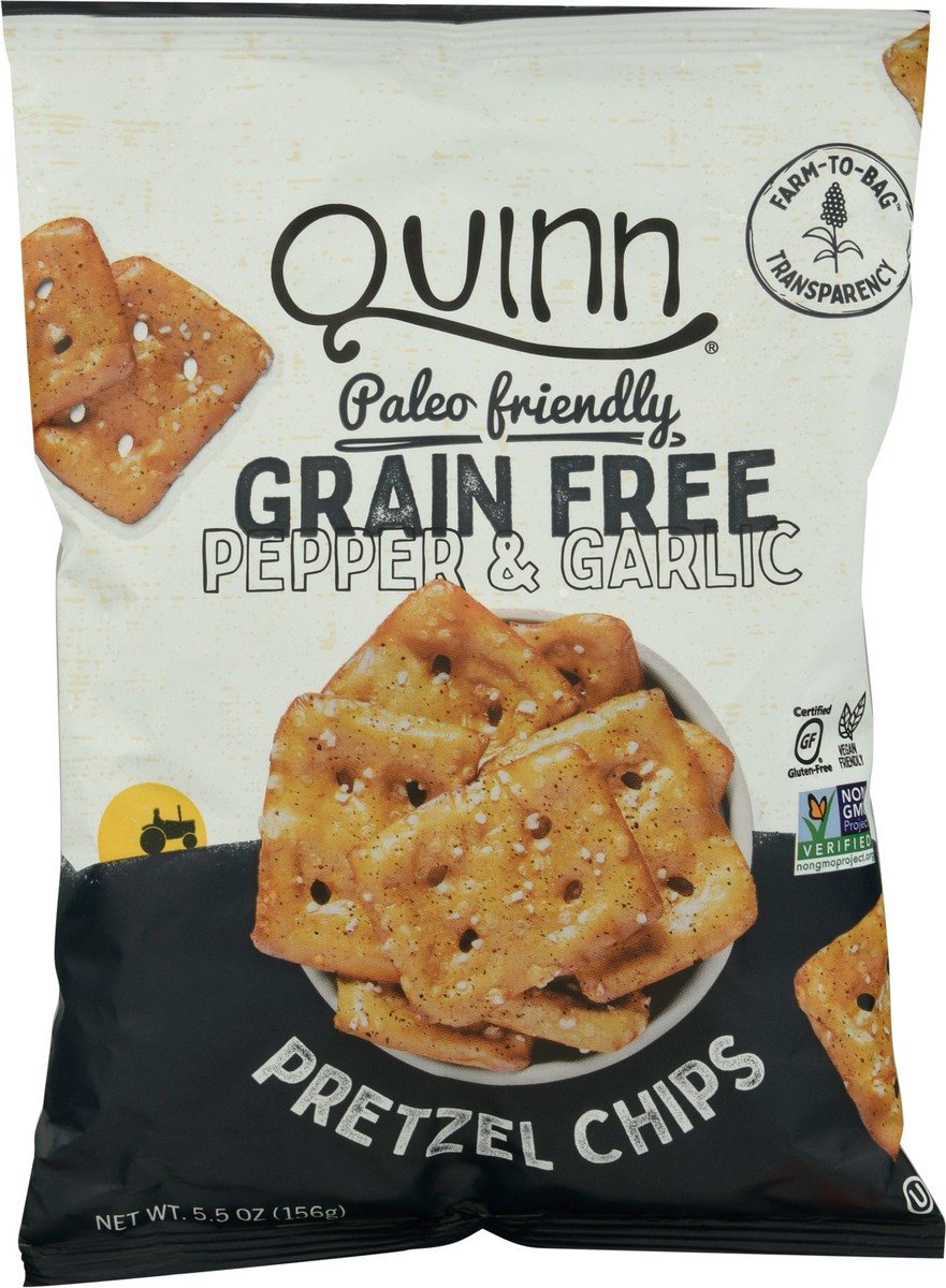 slide 1 of 12, Quinn Pepper & Garlic Grain Free Pretzel Chips 5.5 oz, 5.5 oz