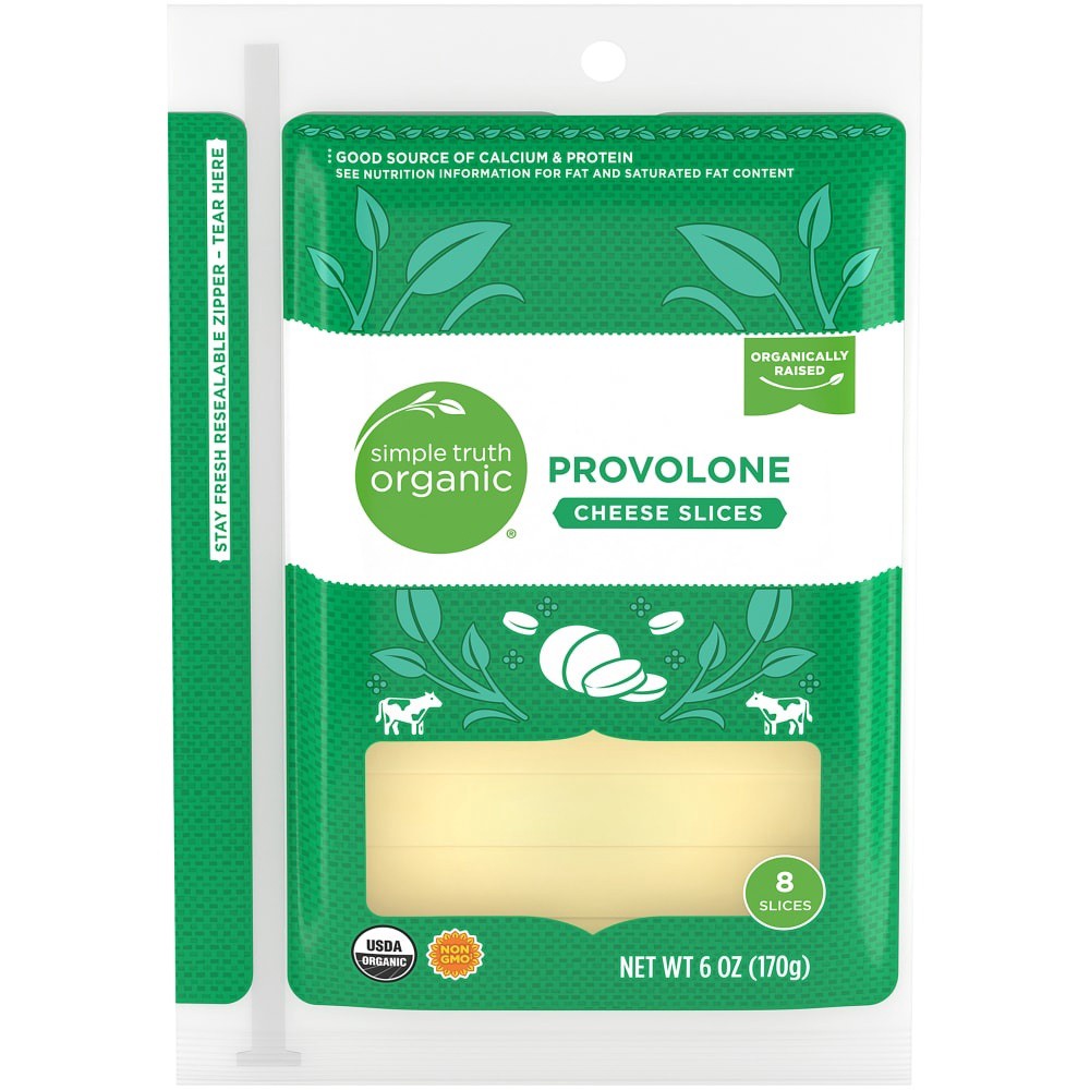 slide 1 of 4, Simple Truth Organic Provolone Cheese Slices, 8 ct; 6 oz