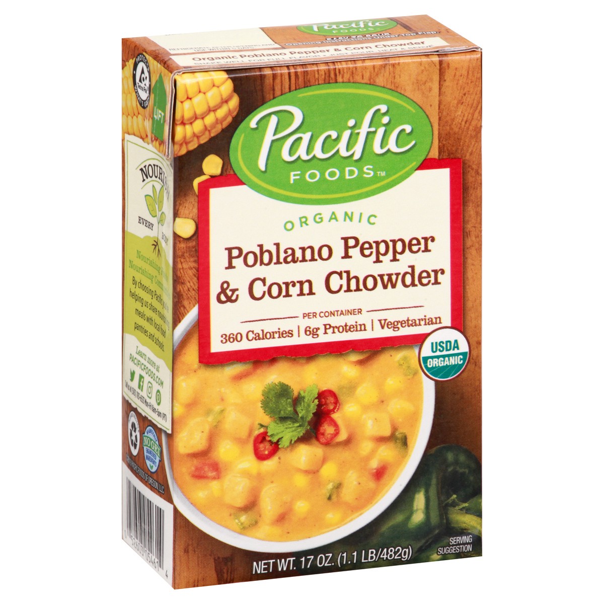 slide 3 of 10, Pacific Foods Organic Poblano Pepper & Corn Chowder Soup - 17oz, 17 oz