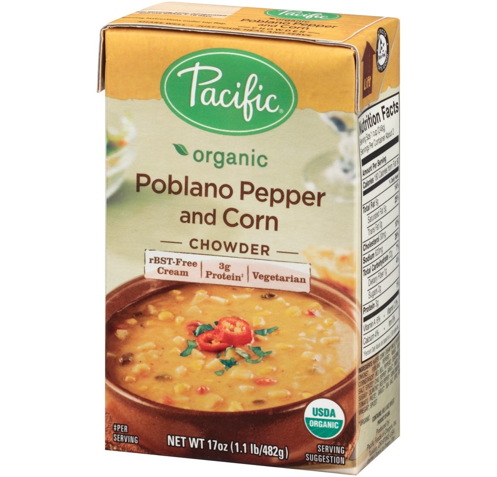 slide 3 of 6, Pacific Organic Poblano Pepper And Corn Chowder, 17 oz