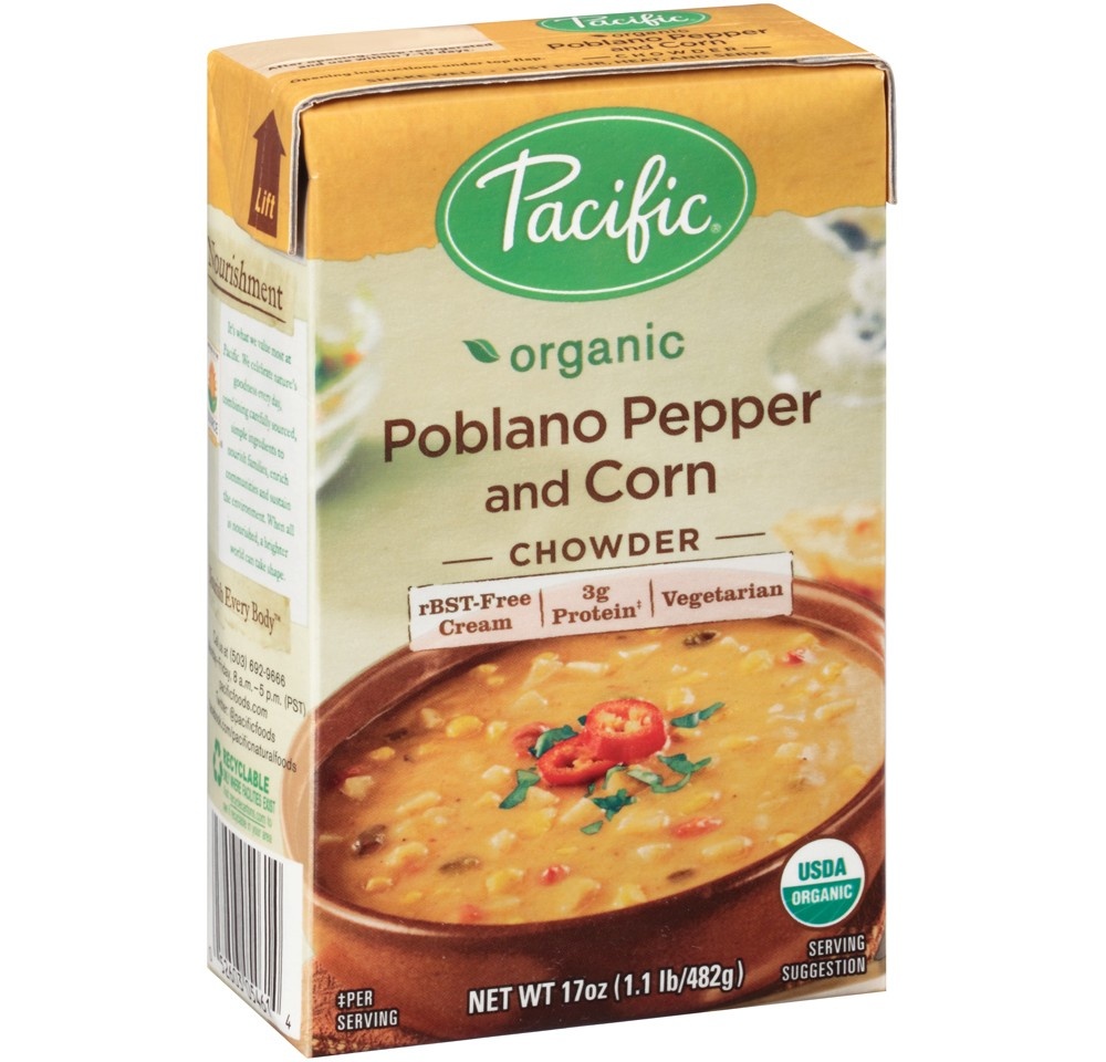 slide 5 of 6, Pacific Organic Poblano Pepper And Corn Chowder, 17 oz