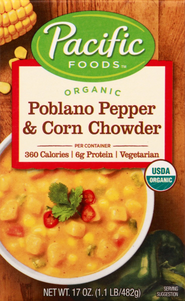 slide 2 of 10, Pacific Foods Organic Poblano Pepper & Corn Chowder Soup - 17oz, 17 oz