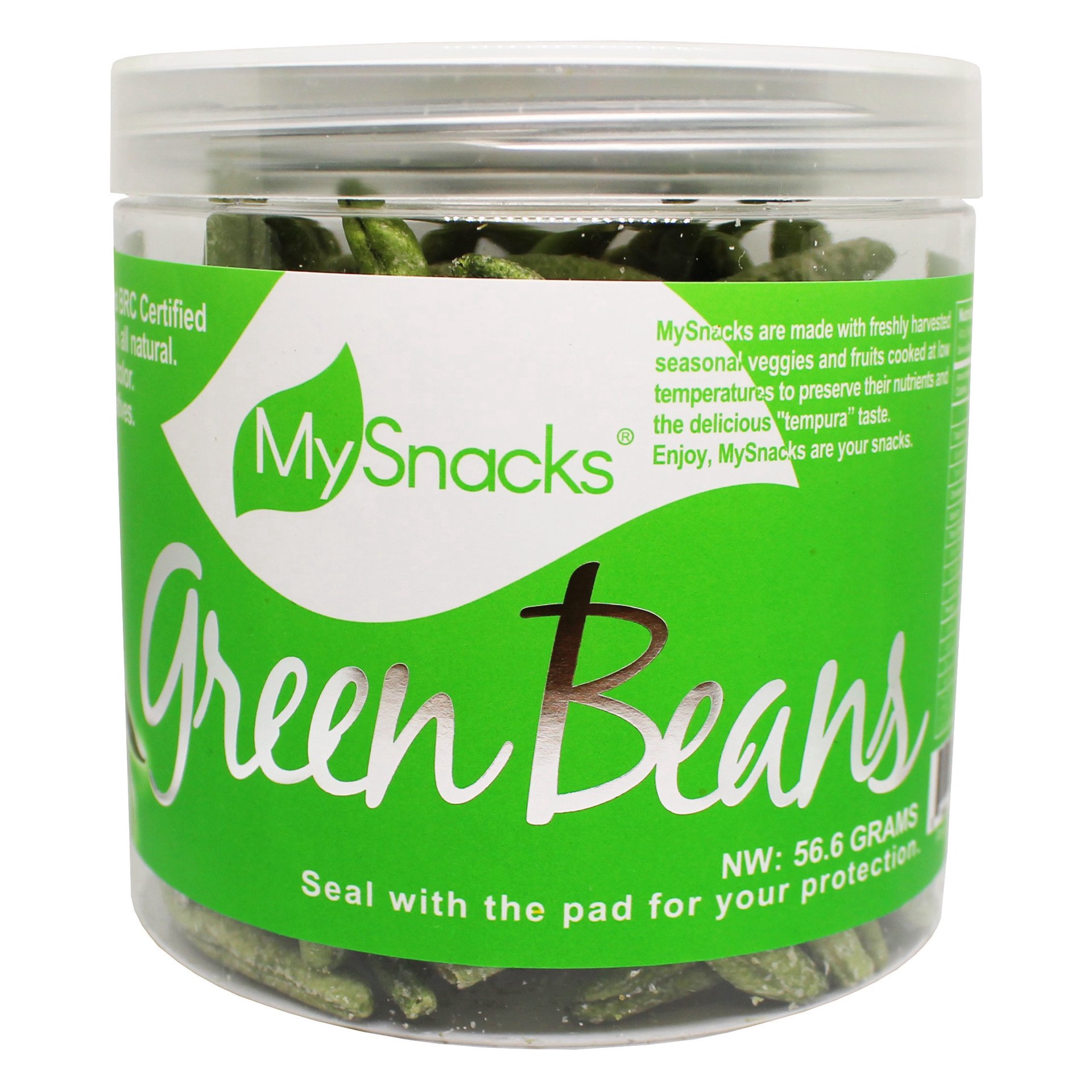 slide 1 of 1, My Snacks Green Beans, 56.6 gram