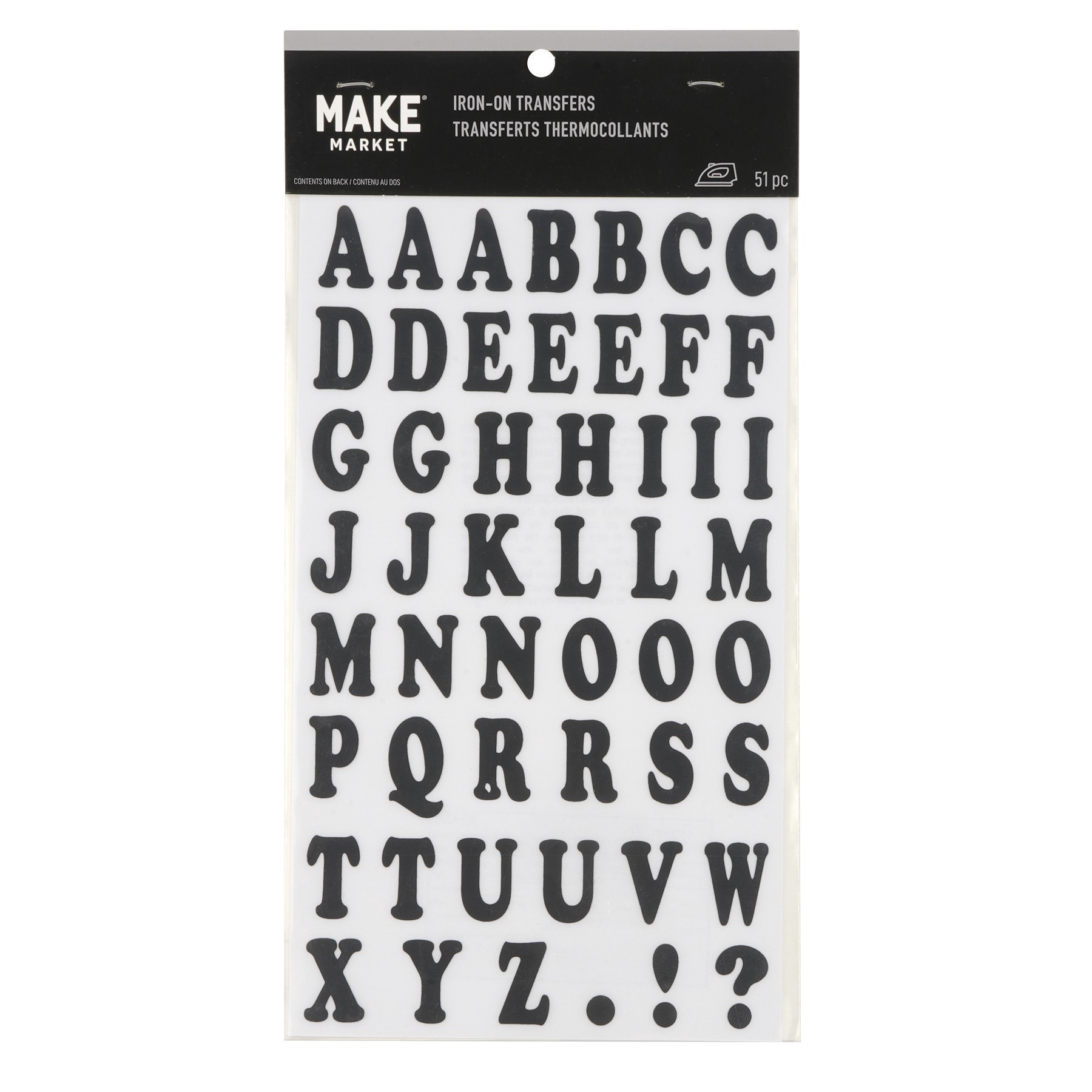 slide 2 of 3, 1" Black Alphabet Iron-On Transfers By Make Market, 1 in