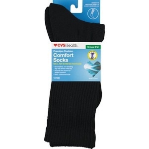 slide 1 of 1, CVS Health Premium Diabetic Sock Black, S/M, 1 ct