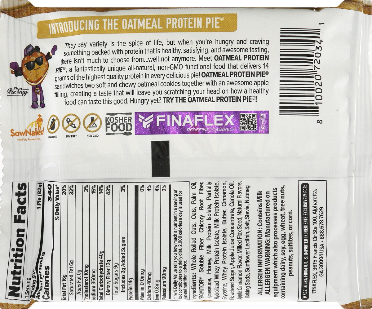 slide 4 of 12, FINAFLEX Protein Soft & Chewy Gluten Free Awesome Apple Pie Oatmeal Protein Pie 2.9 oz, 2.9 oz