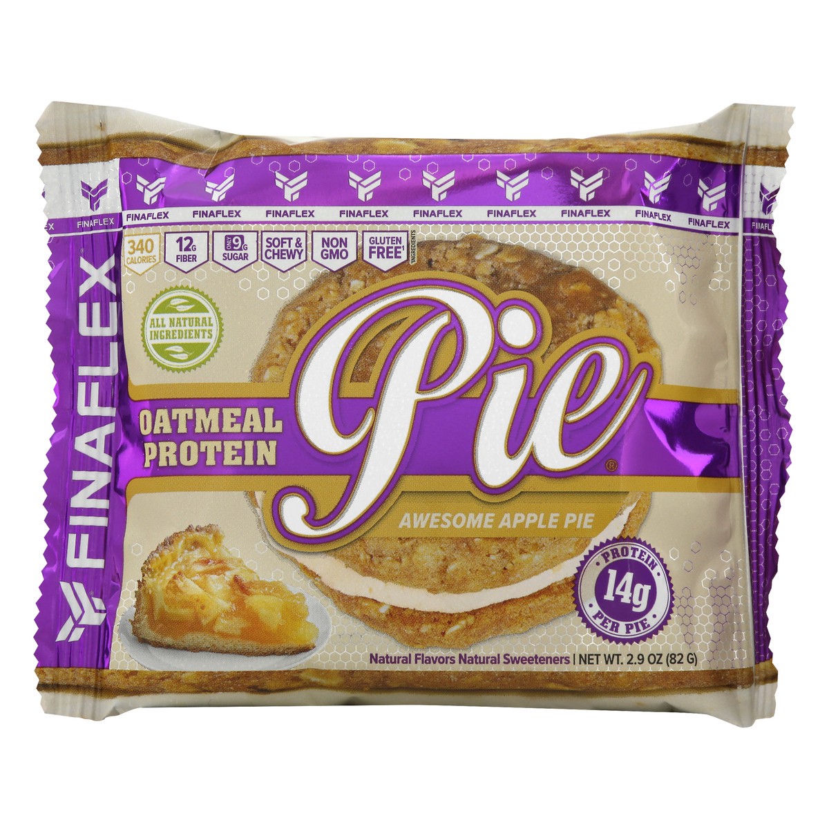 slide 11 of 12, FINAFLEX Protein Soft & Chewy Gluten Free Awesome Apple Pie Oatmeal Protein Pie 2.9 oz, 2.9 oz