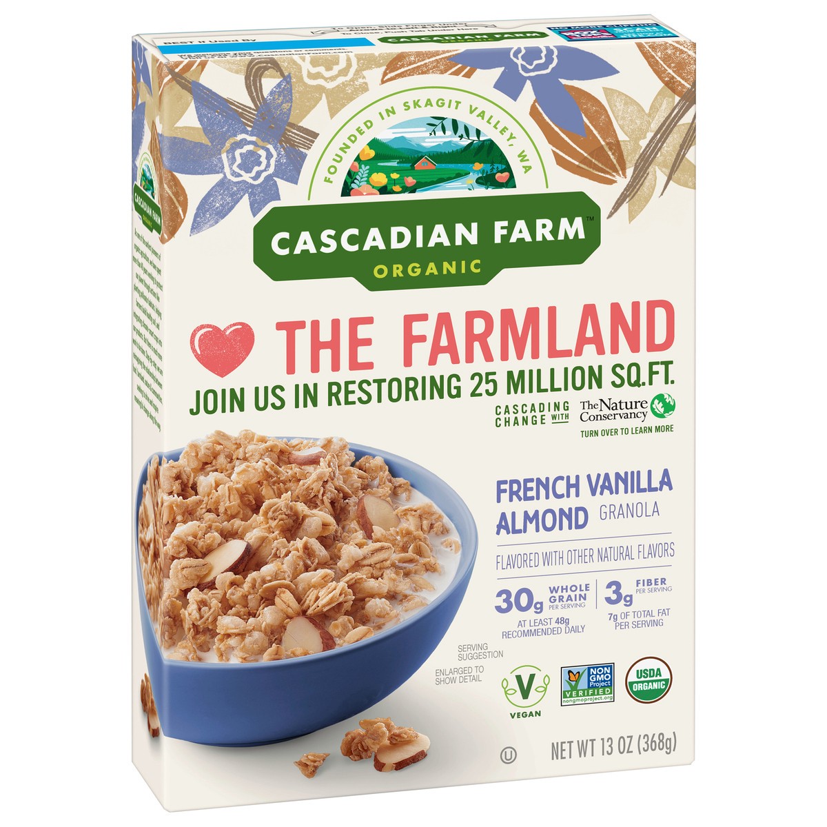 slide 2 of 9, Cascadian Farm Organic French Vanilla Almond Granola 13 oz Box, 13 oz