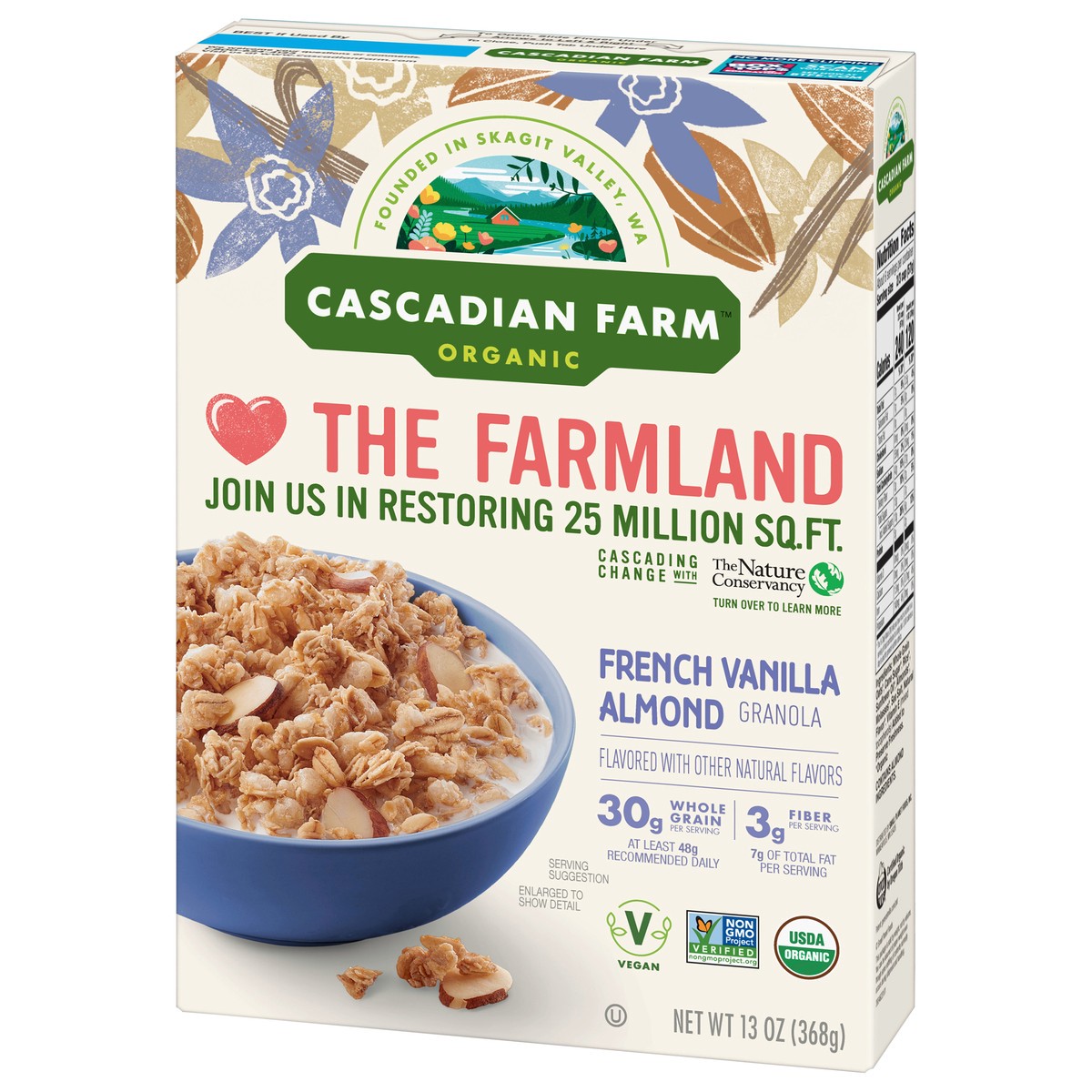 slide 3 of 9, Cascadian Farm Organic French Vanilla Almond Granola 13 oz Box, 13 oz