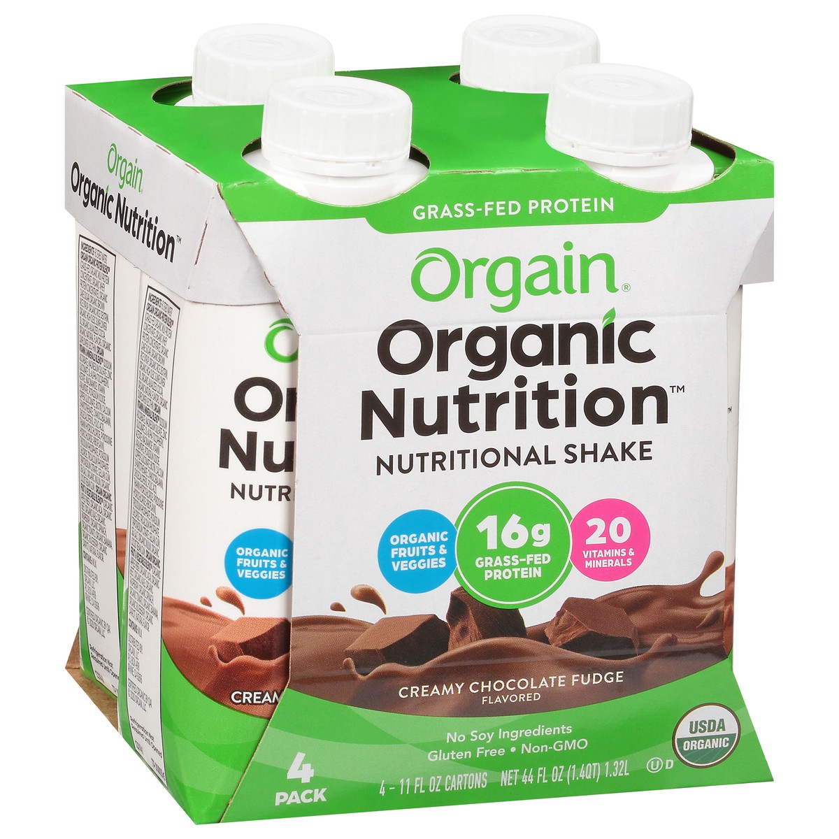 slide 5 of 9, Orgain Organic Nutritional 16g Grass Fed Protein Shake Drink, Creamy Chocolate Fudge 11oz, 4ct, 4 ct; 11 oz