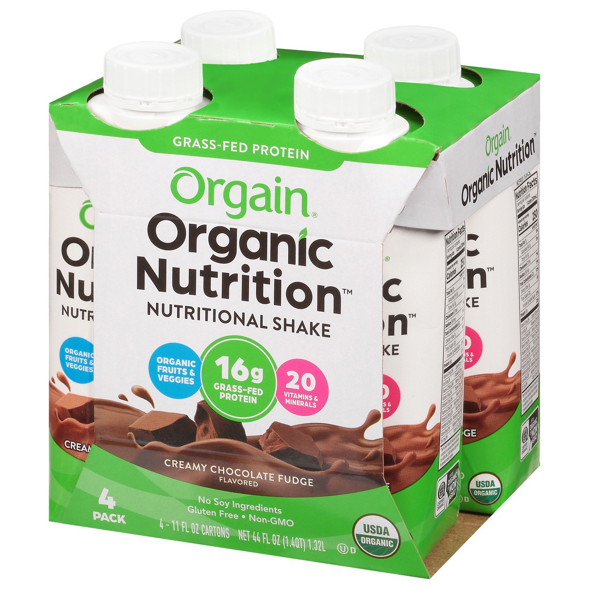 slide 3 of 9, Orgain Organic Nutritional 16g Grass Fed Protein Shake Drink, Creamy Chocolate Fudge 11oz, 4ct, 4 ct; 11 oz