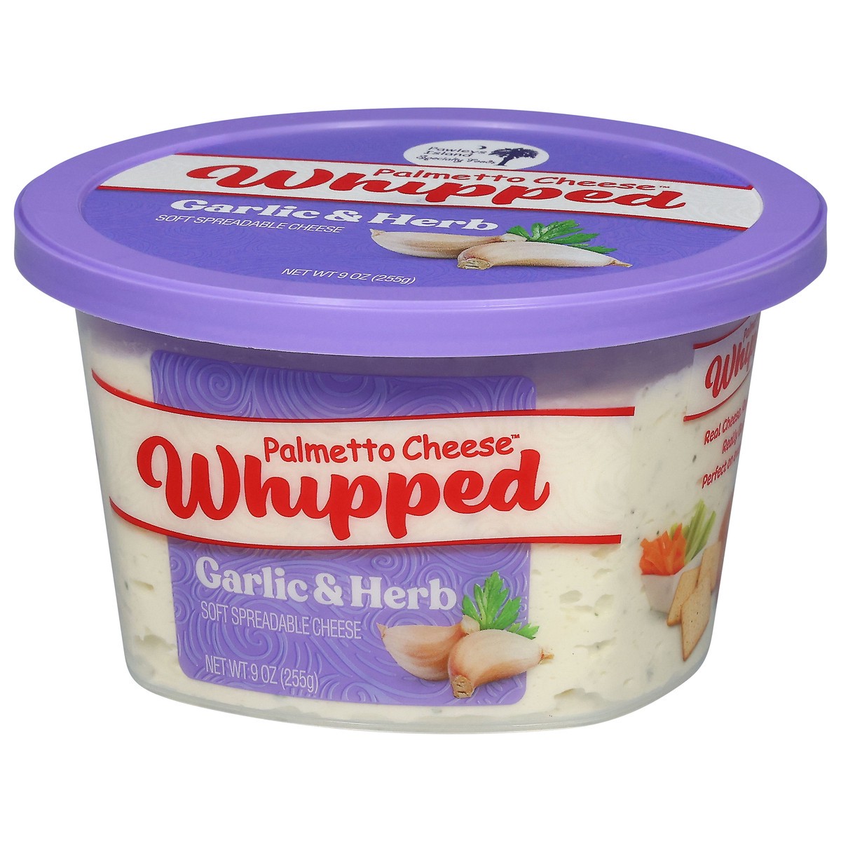 slide 2 of 13, Palmetto Cheese Spreadable Soft Whipped Garlic & Herb Cheese 9 oz, 9 oz