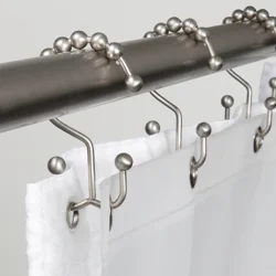 Zenna Home NeverRust Easy-Glide Double Decorative Shower Hooks, Brushed Nickel