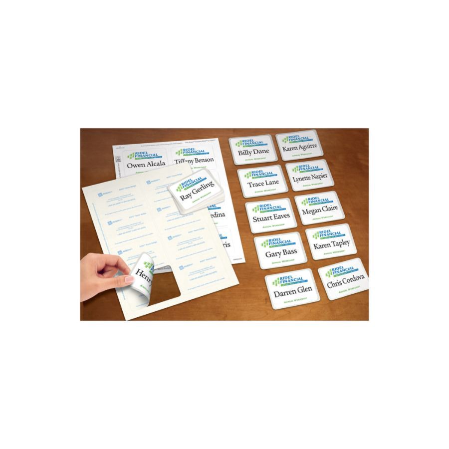 slide 5 of 6, Avery Flexible Name Badge Labels, White, 400 ct; 2 1/3 in x 3 3/8 in
