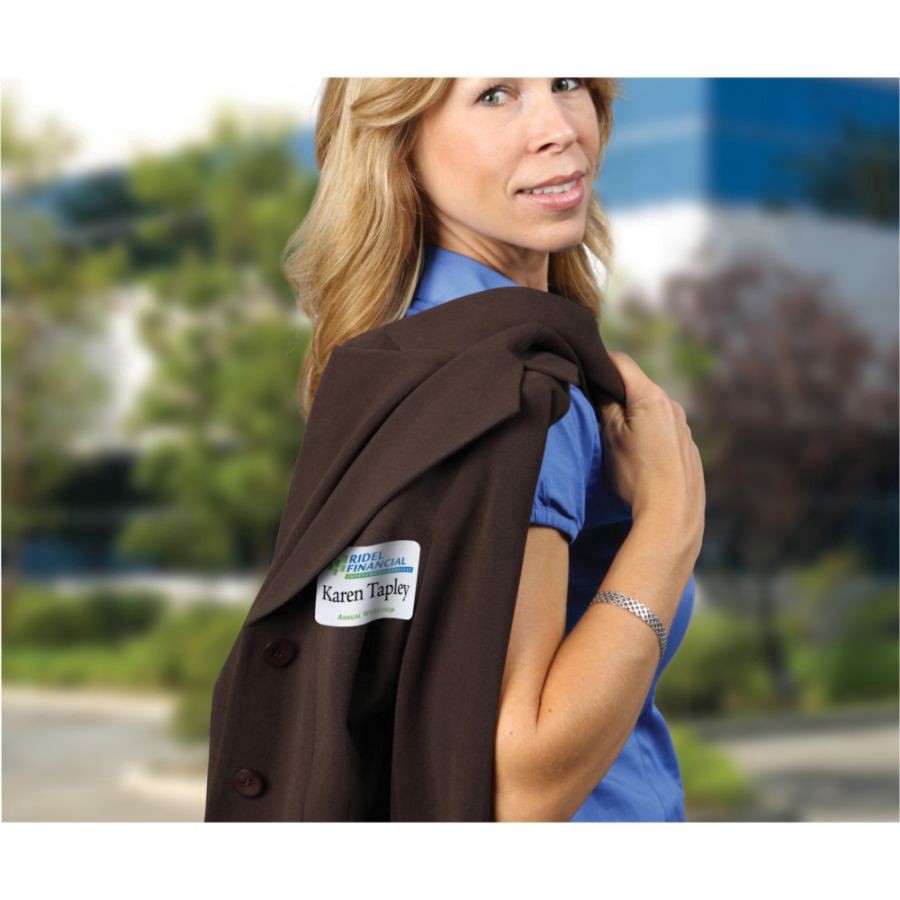 slide 6 of 6, Avery Flexible Name Badge Labels, White, 400 ct; 2 1/3 in x 3 3/8 in