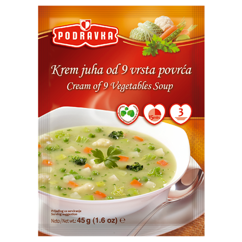 slide 1 of 1, Podravka Cream Of 9 Veg Soup, 45 gram