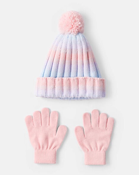slide 1 of 2, Carter's Carters Girls 2-Piece Ombre Winter Hat & Mittens - Purple Multi 8-14, 2 pc