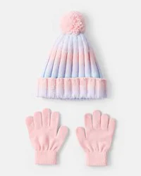 Carter's Carters Girls 2-Piece Ombre Winter Hat & Mittens - Purple Multi 8-14