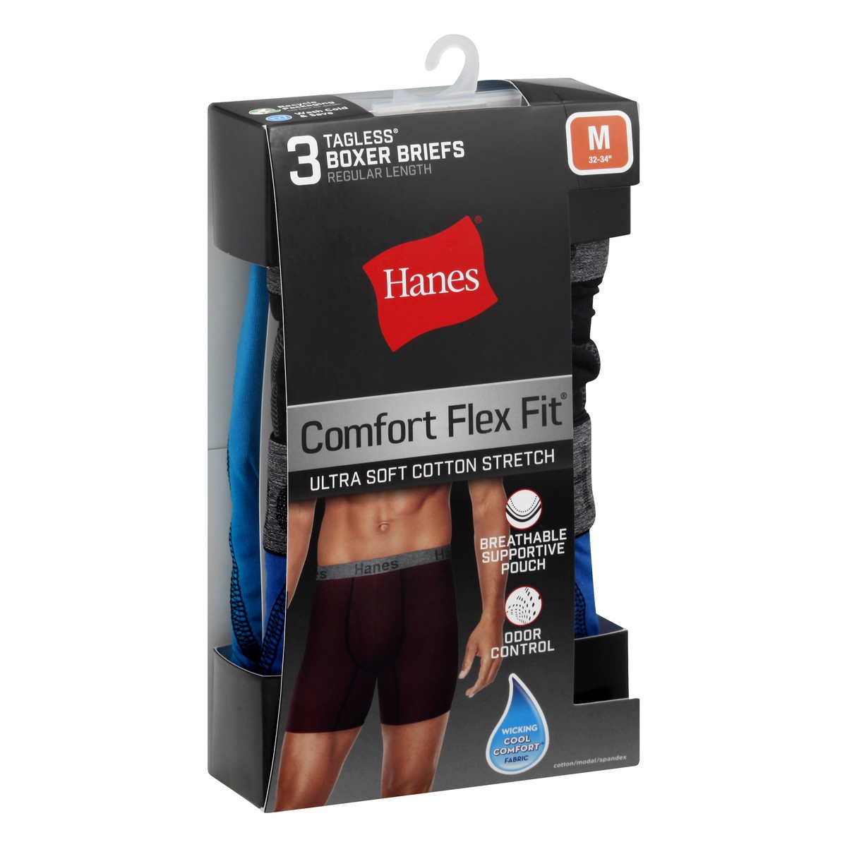 slide 2 of 9, Hanes Comfort Flex Fit Medium Regular Length Tagless Boxer Briefs 3 ea, 3 ct