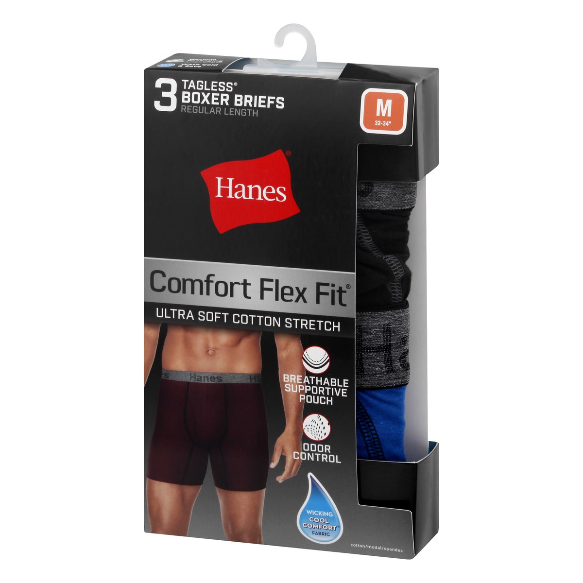 slide 3 of 9, Hanes Comfort Flex Fit Medium Regular Length Tagless Boxer Briefs 3 ea, 3 ct
