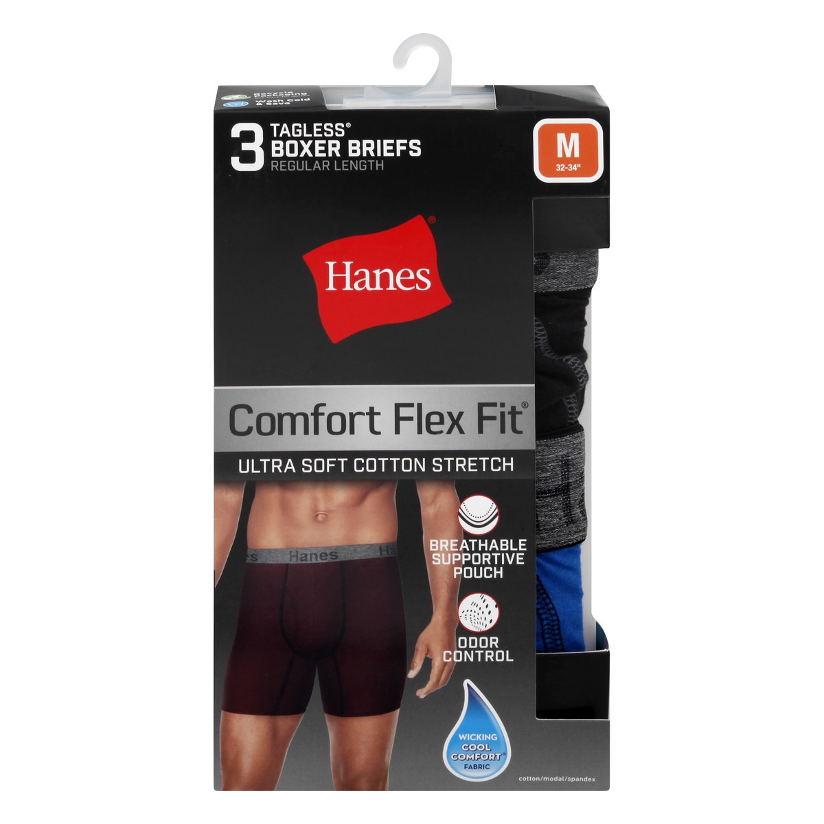 slide 1 of 9, Hanes Comfort Flex Fit Medium Regular Length Tagless Boxer Briefs 3 ea, 3 ct