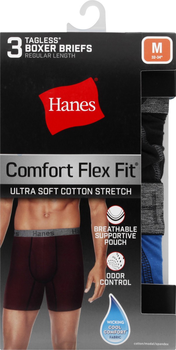 slide 1 of 9, Hanes Comfort Flex Fit Medium Regular Length Tagless Boxer Briefs 3 ea, 3 ct