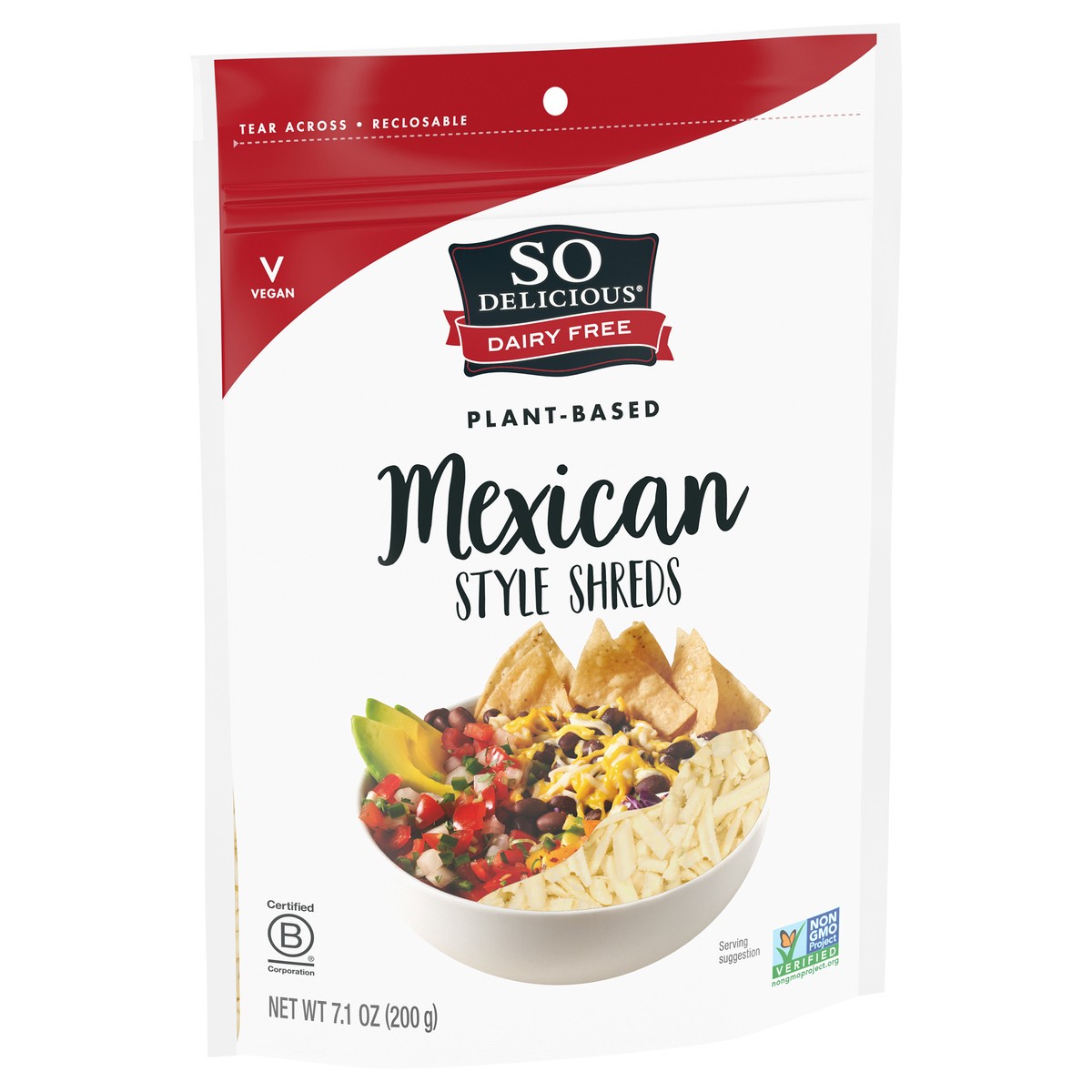 slide 11 of 13, So Delicious Dairy Free Mexican Style Shreds, 7.1 oz. Bag, Vegan, Shredded Cheese Alternative, Non-GMO Project Verified, 7.1 oz