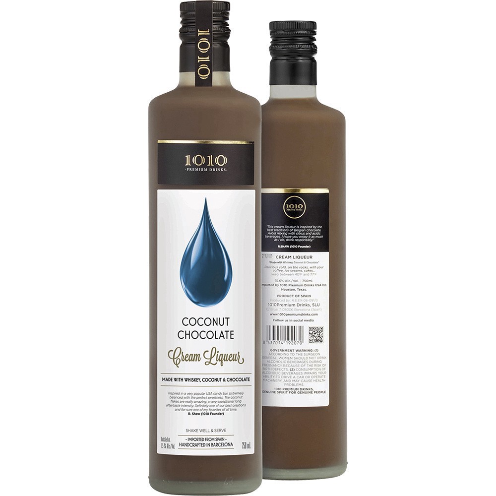 slide 1 of 1, 1010 Premium Drinks 1010 Coconut & Choc Cream Liqueur, 750 ml