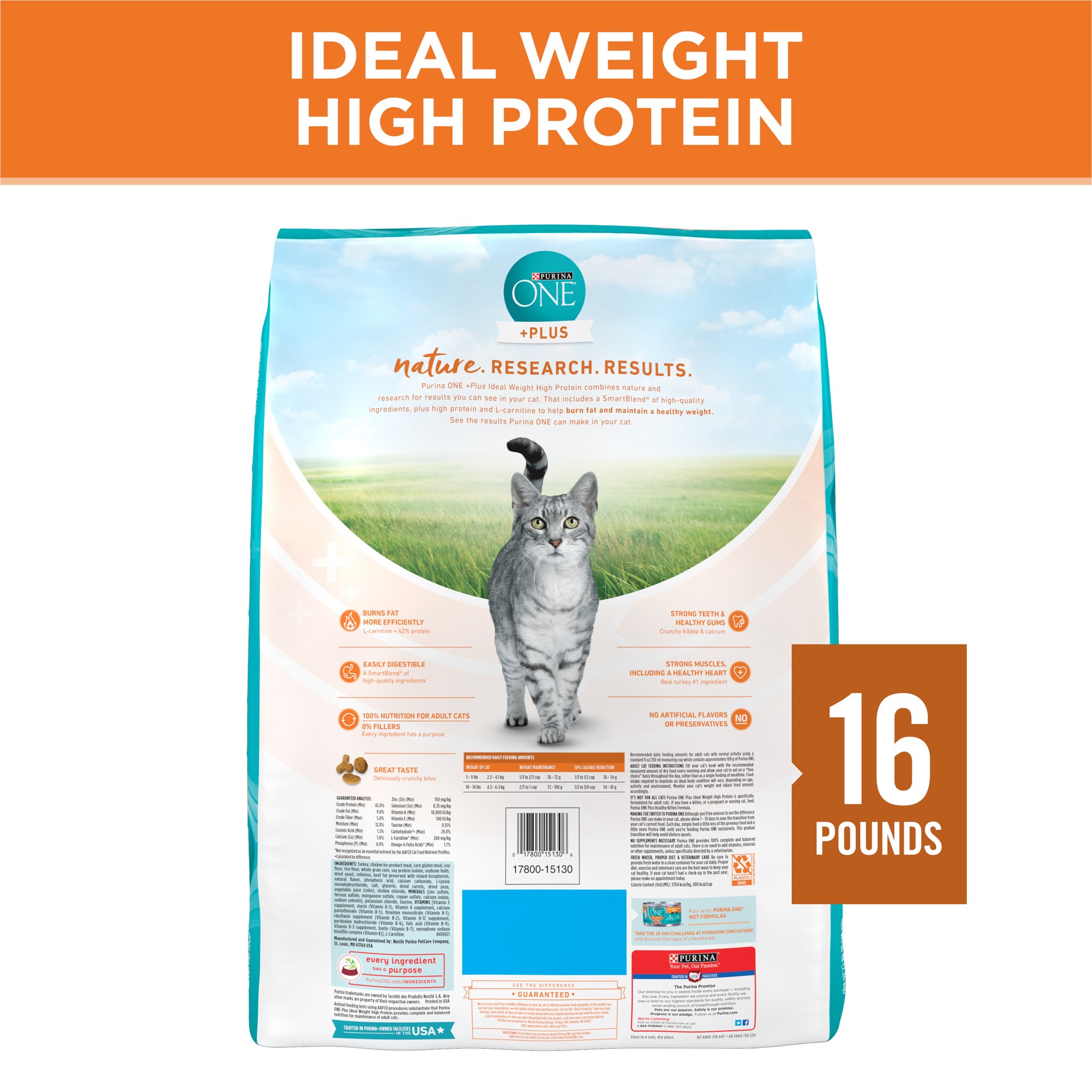 ONE Purina ONE SmartBlend Healthy Metabolism Adult Cat Food 16 lb