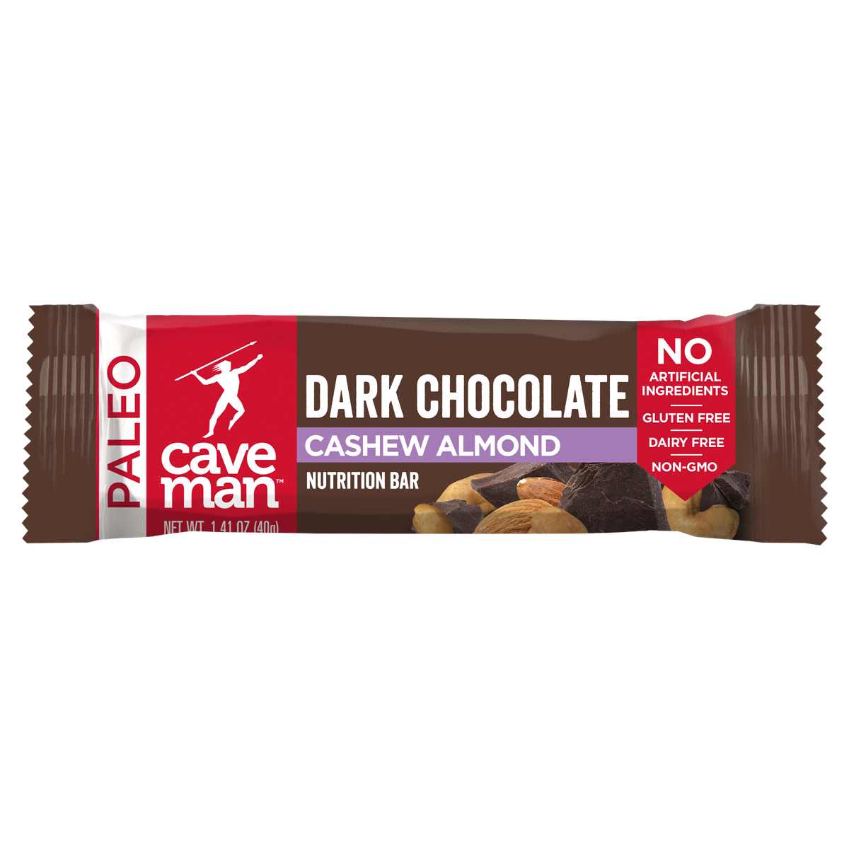 slide 1 of 1, Caveman Bar, Dark Chocolate Cashew Almond, 1.4 oz