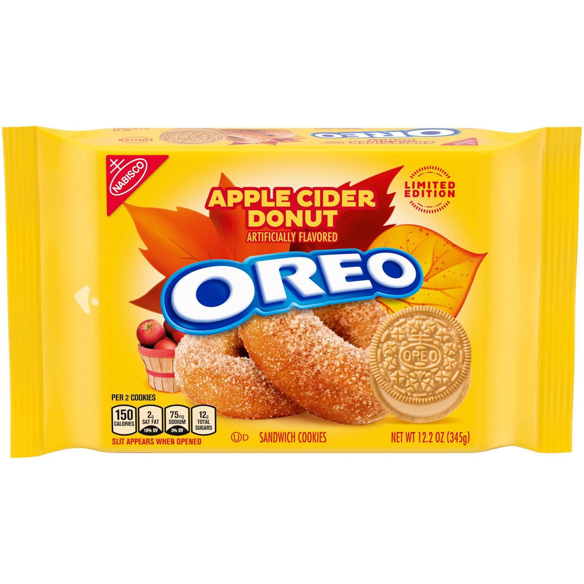 slide 1 of 1, Oreo Nabisco Oreo Limited Edition Apple Cider Donut Sandwich Cookies 12.2 oz. Pack, 12 oz