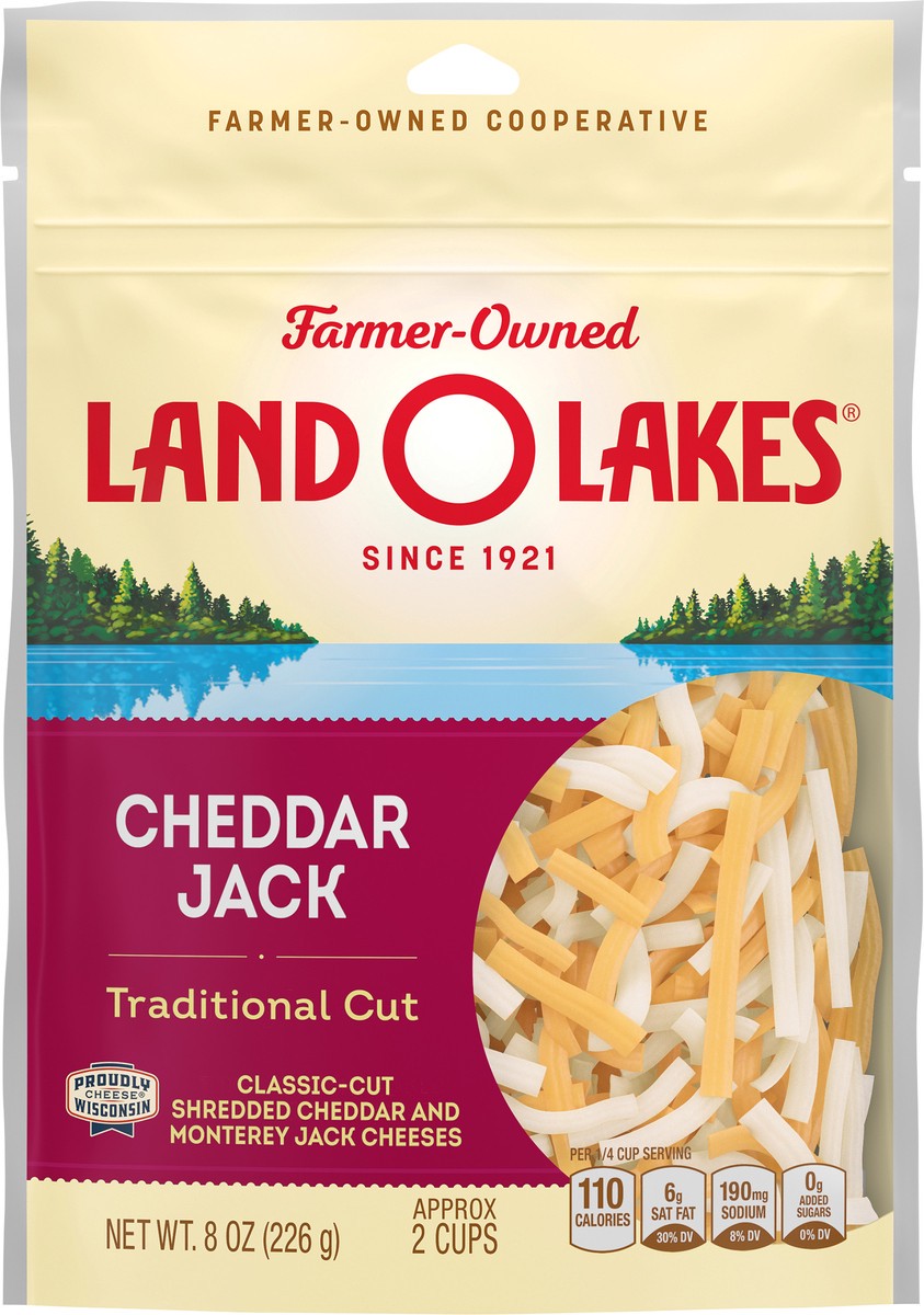 slide 8 of 9, Land O'Lakes Cheddar Jack Traditional Cut Shredded Cheese, 8 oz