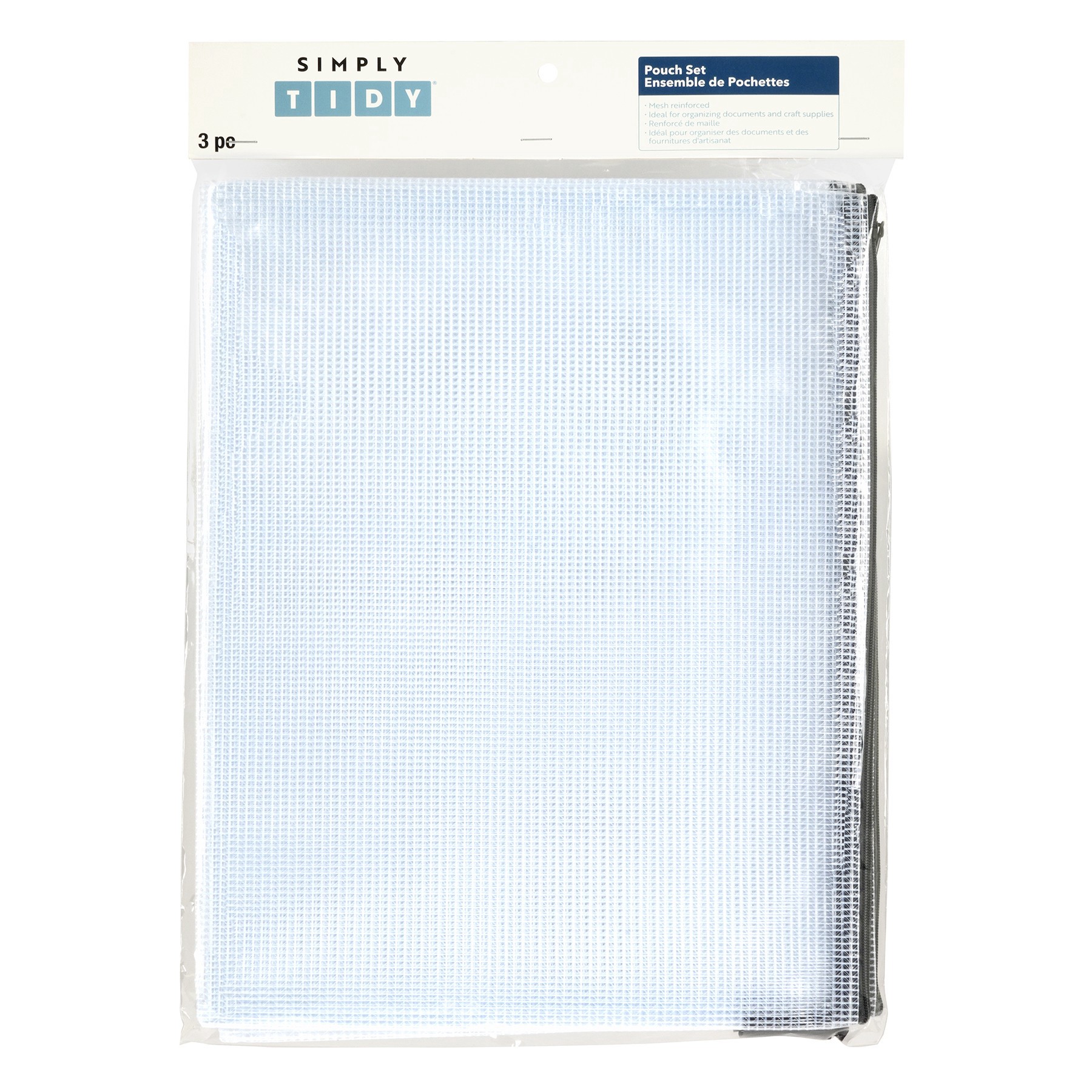 slide 2 of 2, 14" Gray Mesh Zipper Pouches By Simply Tidy, 3ct., 3 ct