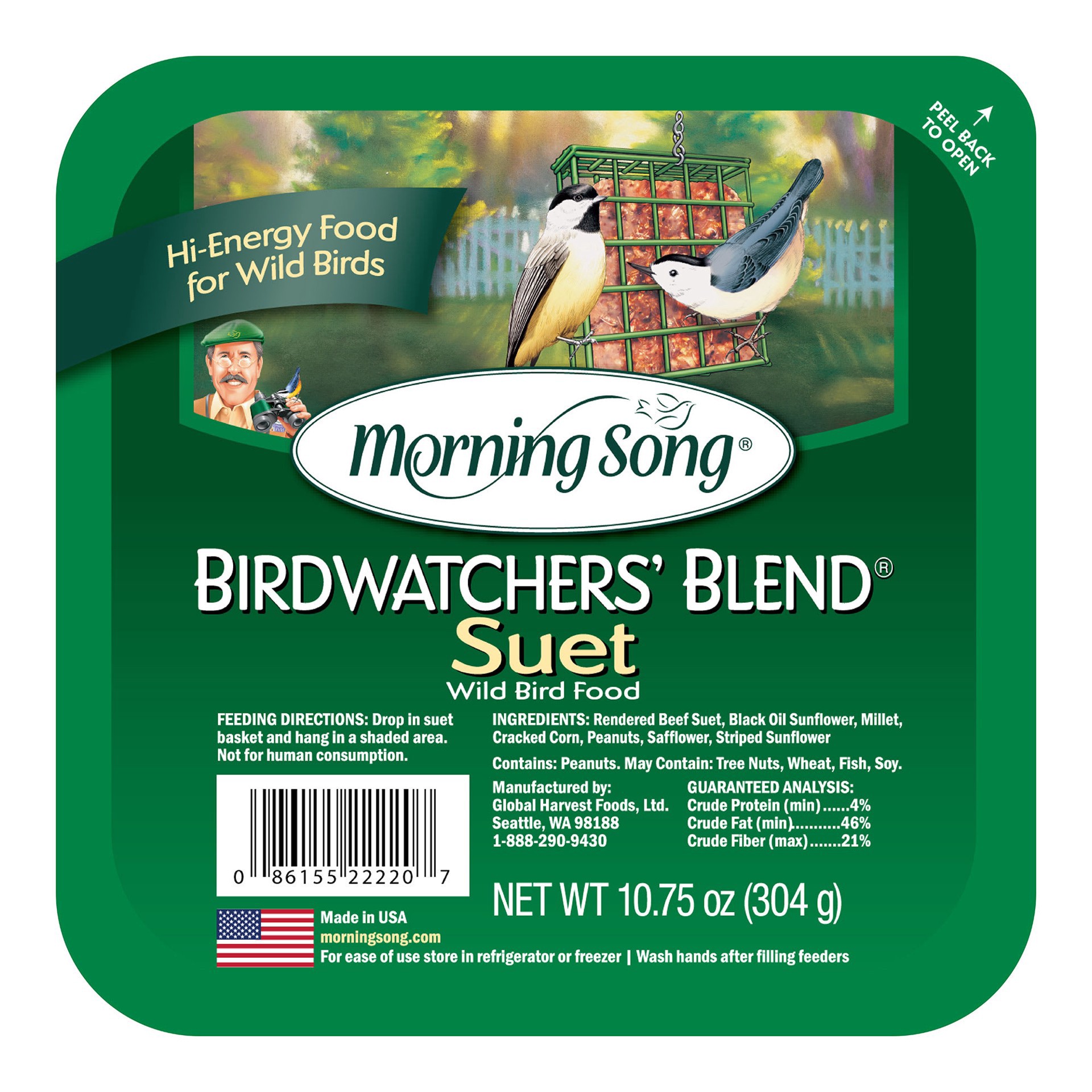 slide 1 of 1, Morning Song Bird Watchers' Blend Suet, 10.75 oz