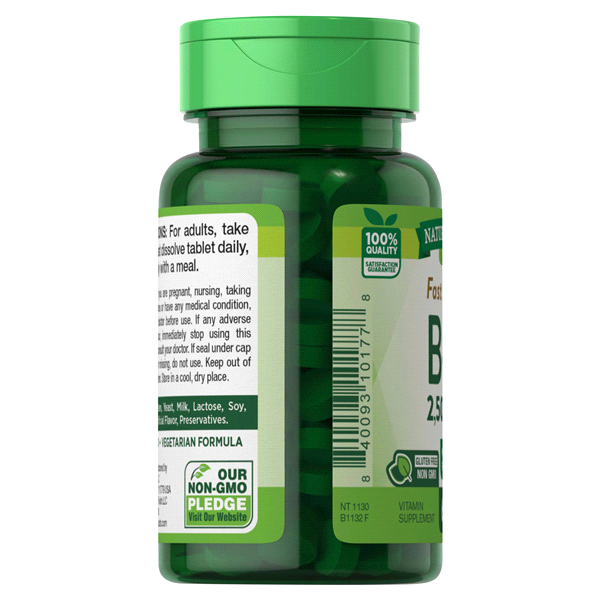 slide 3 of 13, Nature's Truth Vitamin B-12 2,500 mcg plus Folic Acid, 60 ct