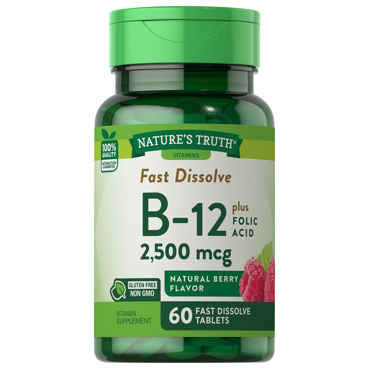 slide 1 of 13, Nature's Truth Vitamin B-12 2,500 mcg plus Folic Acid, 60 ct