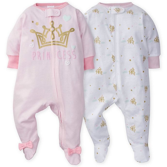 slide 1 of 1, Gerber Preemie Castle Footies - Pink, 2 ct