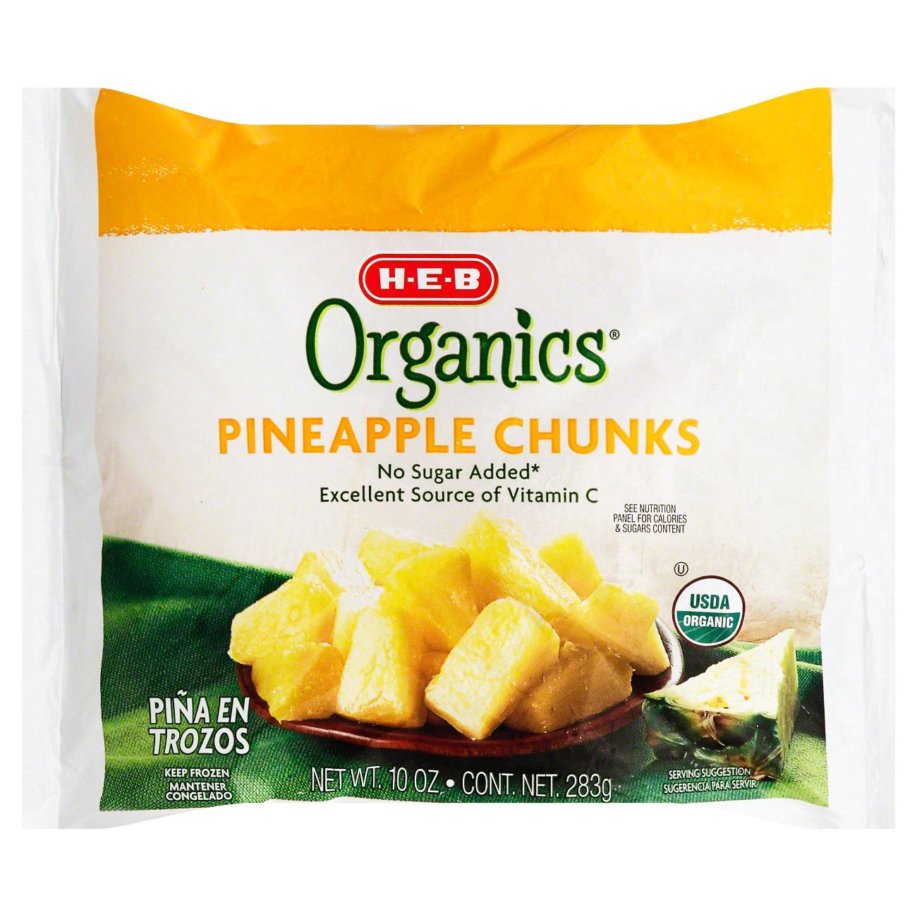 slide 1 of 1, H-E-B Organics Frozen Pineapple Chunks, 10 oz