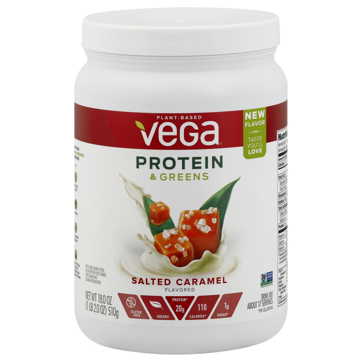 slide 1 of 1, Vega Protein & Greens Salted Caramel, 18 oz