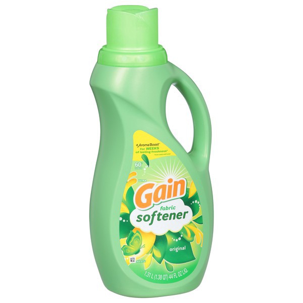 slide 1 of 3, Gain Liquid Fabric Softener, Original Scent, 44 FL OZ LIQ., 60 Loads, Smooth Touch - softness you can feel, 44 fl oz