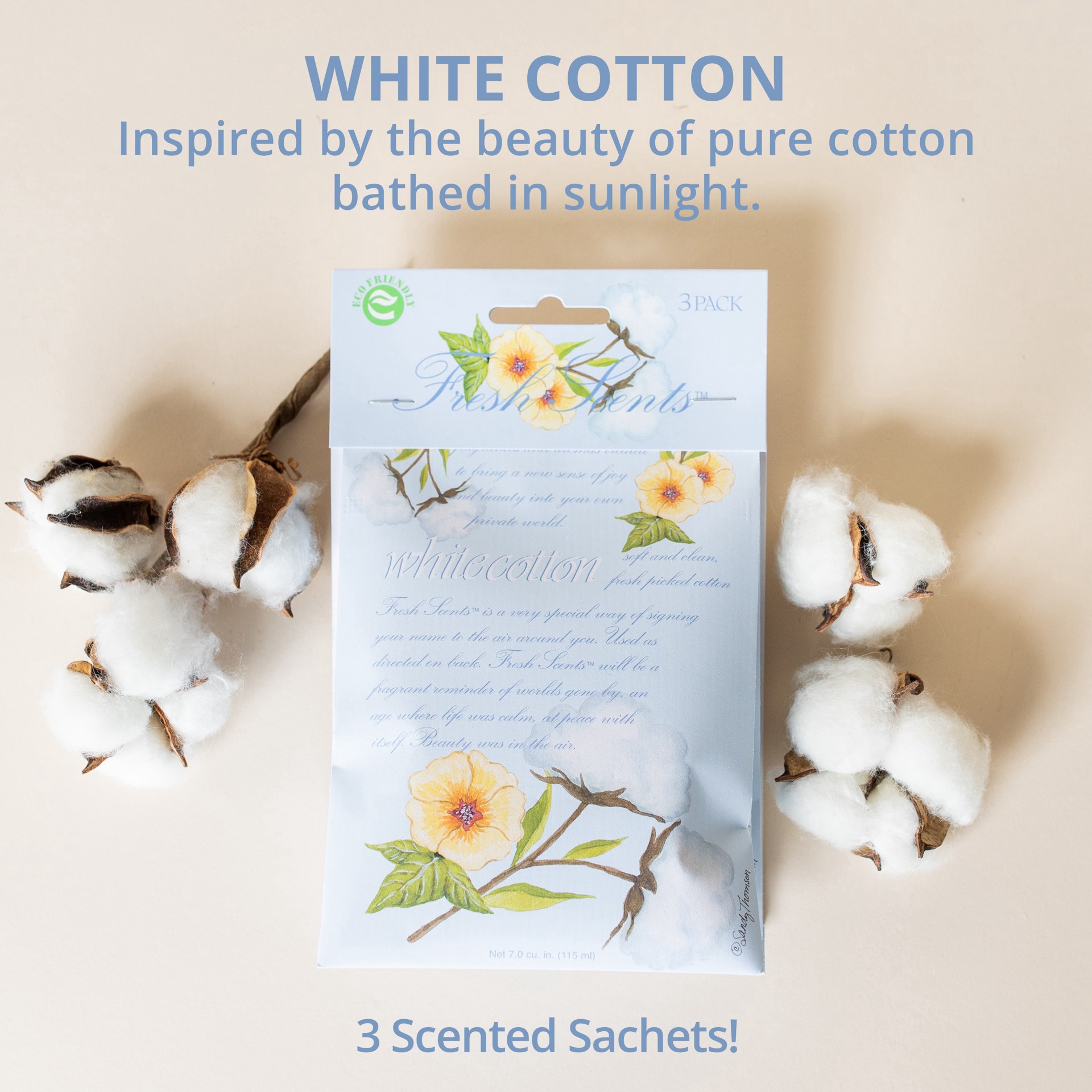 slide 3 of 4, Willowbrook Fresh Scents White Cotton Fragrance Sachets, 7 cu in
