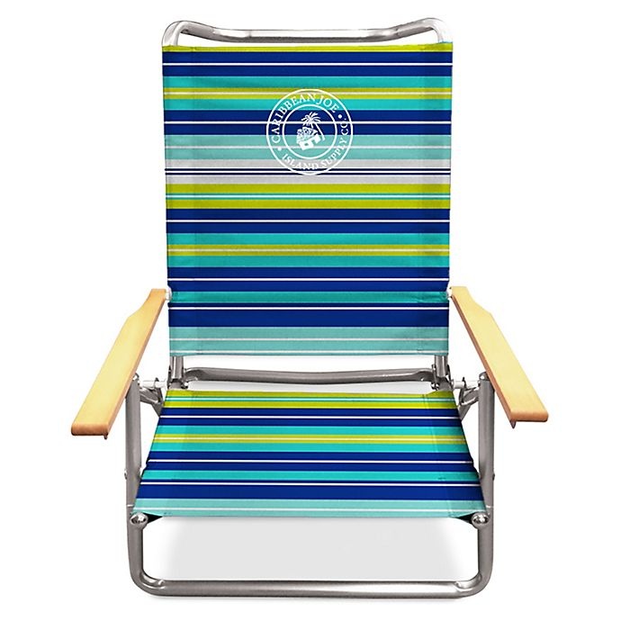 slide 1 of 1, Caribbean Joe Lay Flat Beach Chair - Lime Stripe, 1 ct