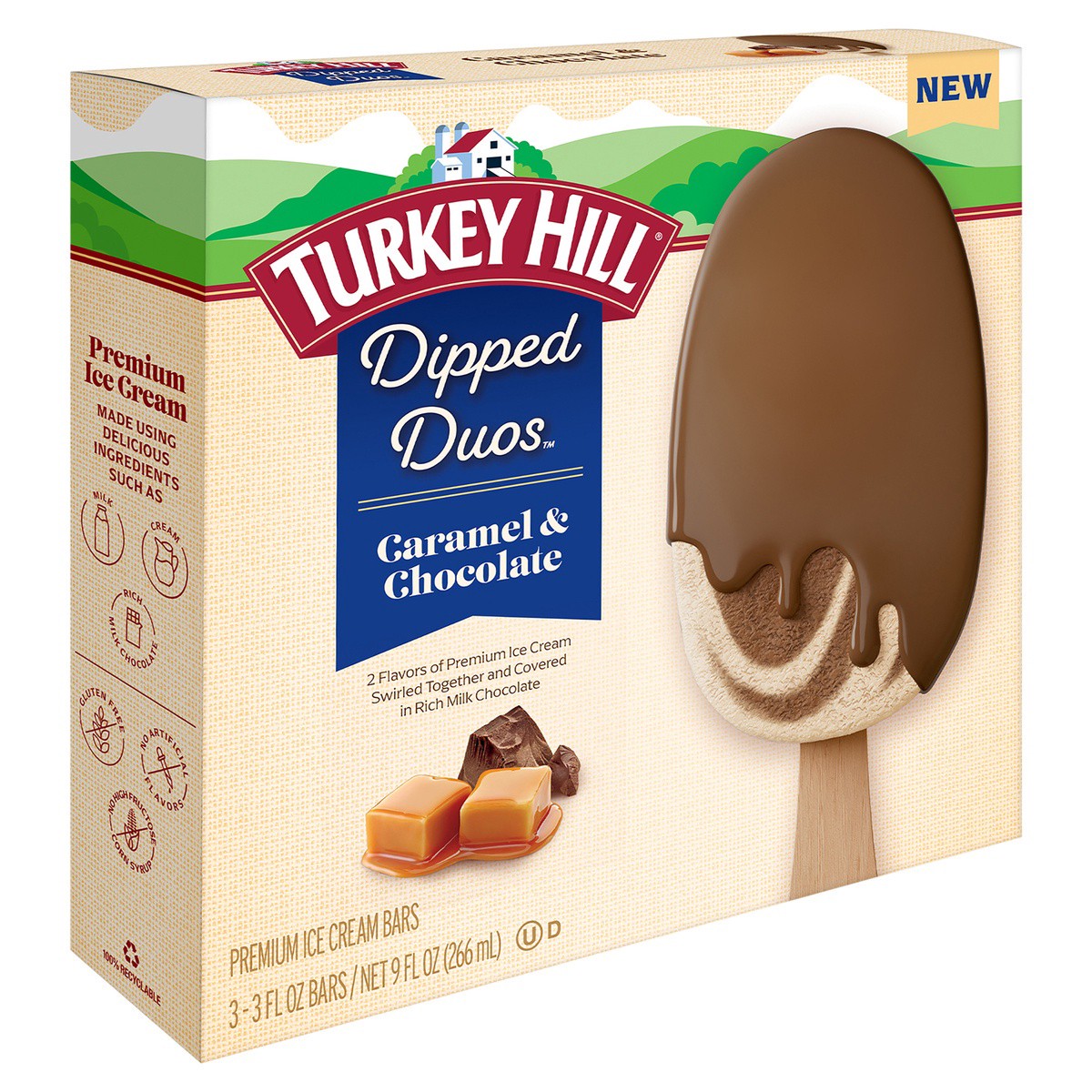 slide 3 of 4, Turkey Hill Caramel & Chocolate Dipped Duos, 3 ct