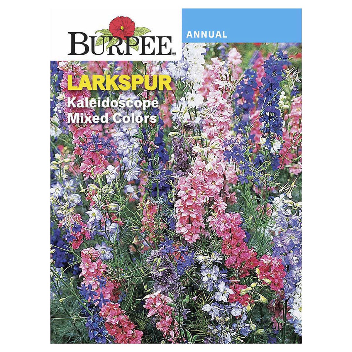 slide 1 of 5, Burpee Larkspur Flower Kaleidoscope Mix Seeds, 1 ct