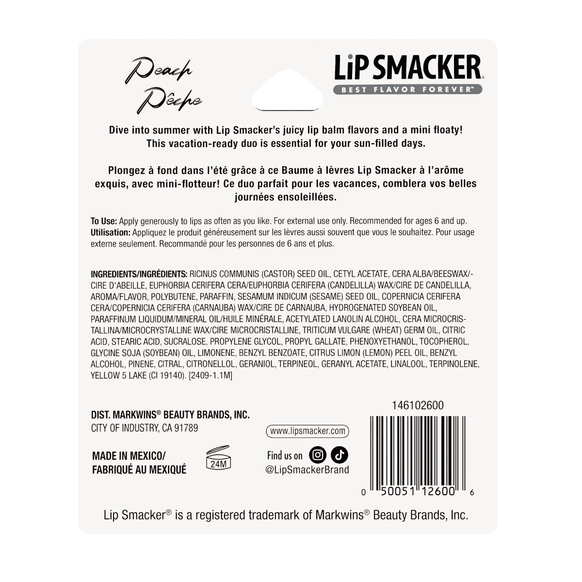 slide 4 of 5, LIP SMACKER LipSmackers Peach Lip Balm & Floaty, 1 ct