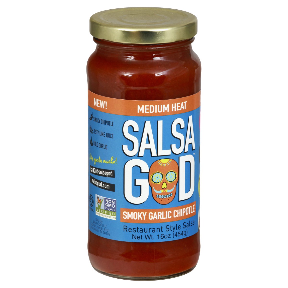 slide 3 of 9, Salsa God Medium Heat Restaurant Style Smoky Garlic Chipotle Salsa 16 oz, 16 oz