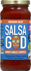 Salsa God Medium Heat Restaurant Style Smoky Garlic Chipotle Salsa 16 oz