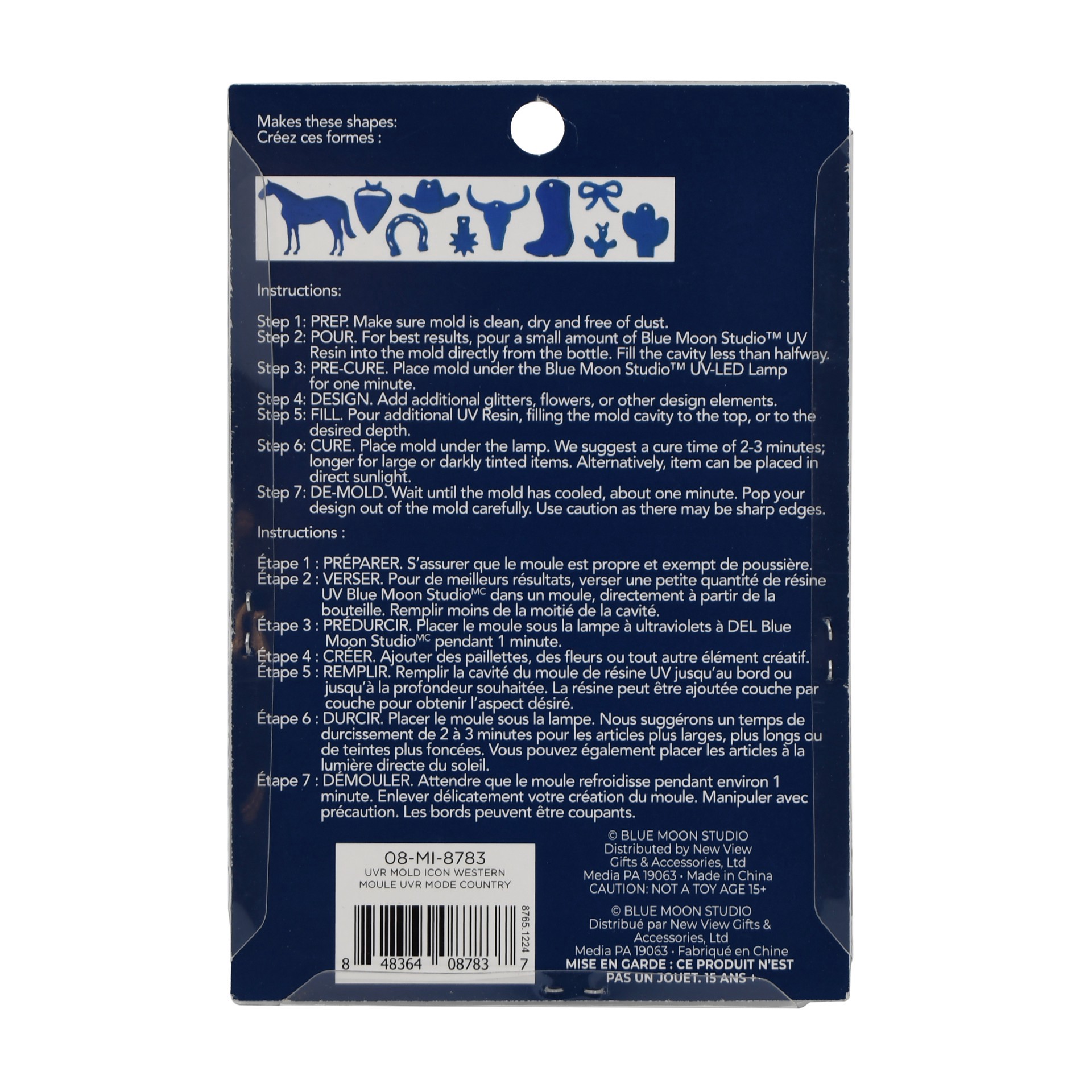 slide 2 of 5, Blue Moon Studio Uv Resin Craft Western Icon Mold, 3.15 in x 3.54 in x 0.47 in